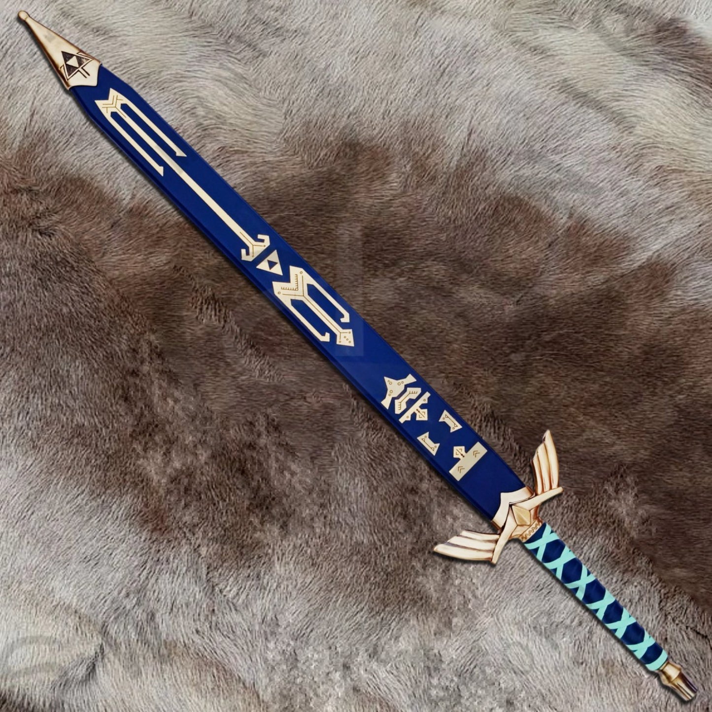 Legend of Zelda Prophecy Blue Hero Sword with Wall Plaque and Scabbard