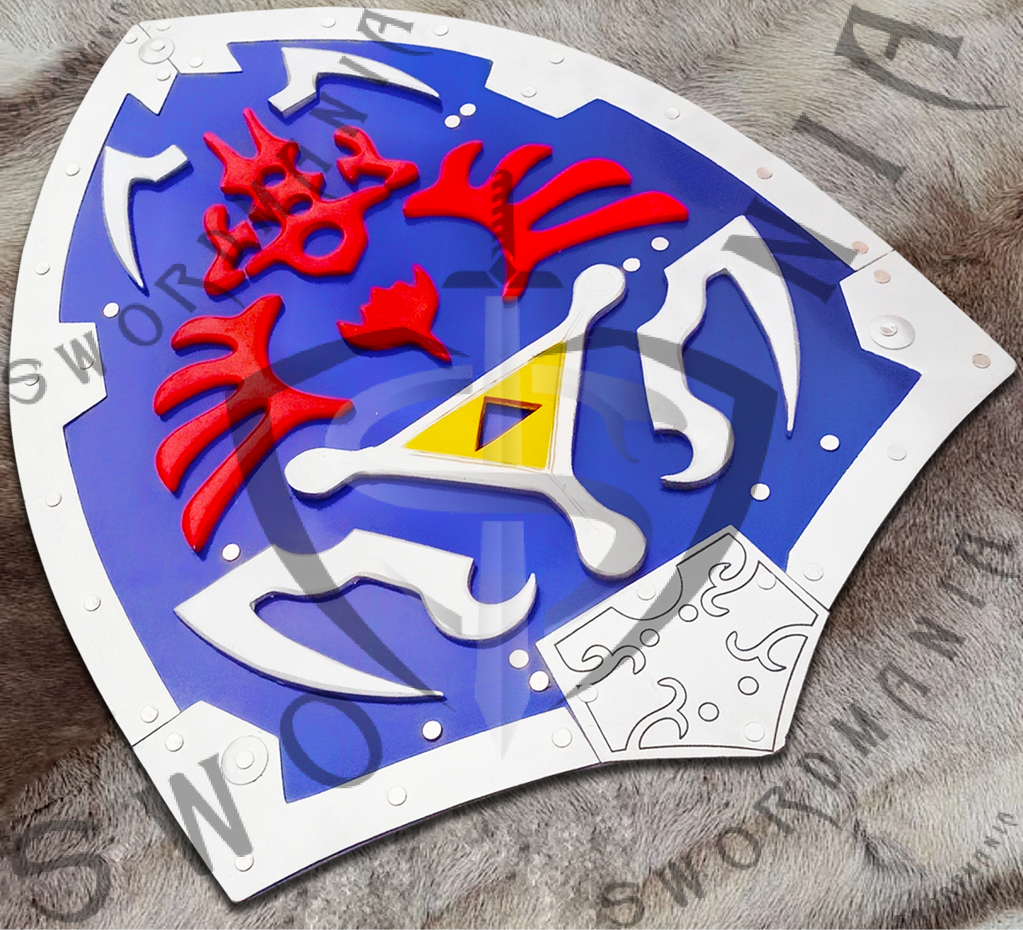 Legend of Zelda Blue Hylian Shield with Wall Plaque