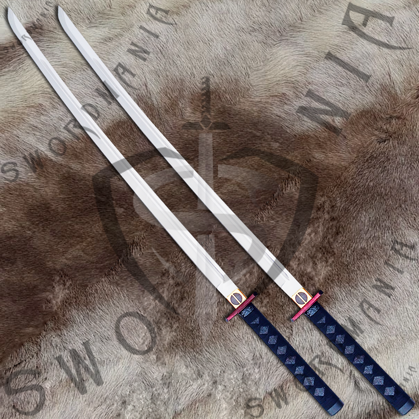 Deadpool Bea and Arthur Pair Katana Swords Set with Plaque and Scabbard