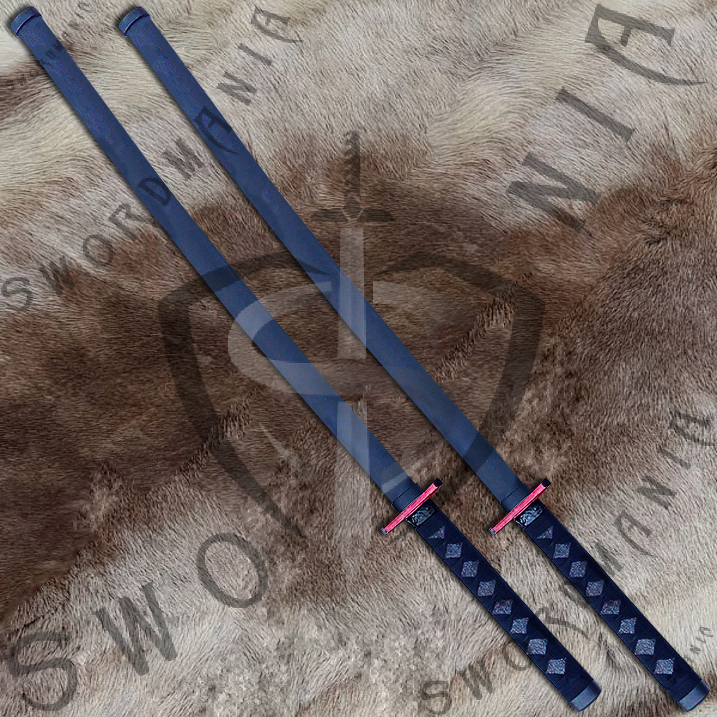 Deadpool Bea and Arthur Pair Katana Swords Set with Plaque and Scabbard