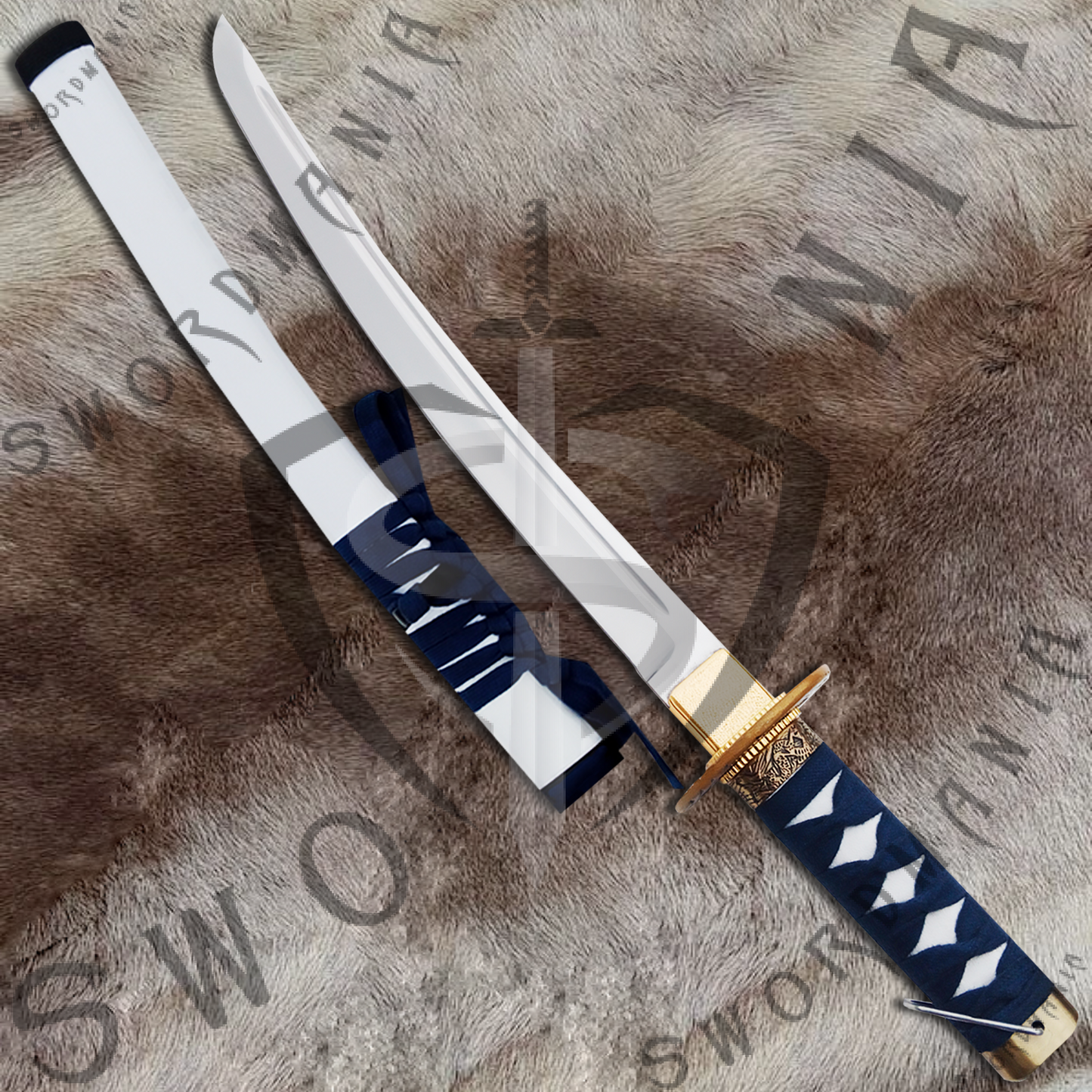 Ghost of Tsushima Island Keeper Swords Pair of Tanto and Katana of Jin Sakai with Plaque and Scabbard-SM562