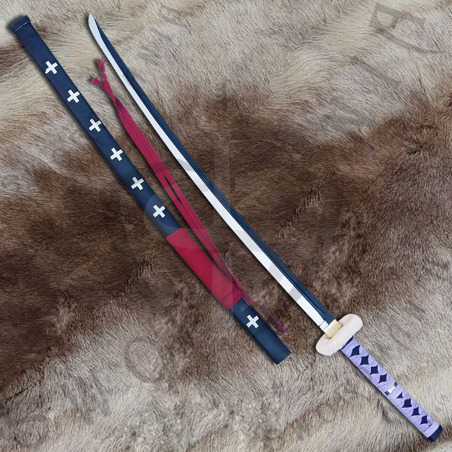 One Piece Kikoku of Trafalgar Law's Sword with Wall Plaque and Scabbard