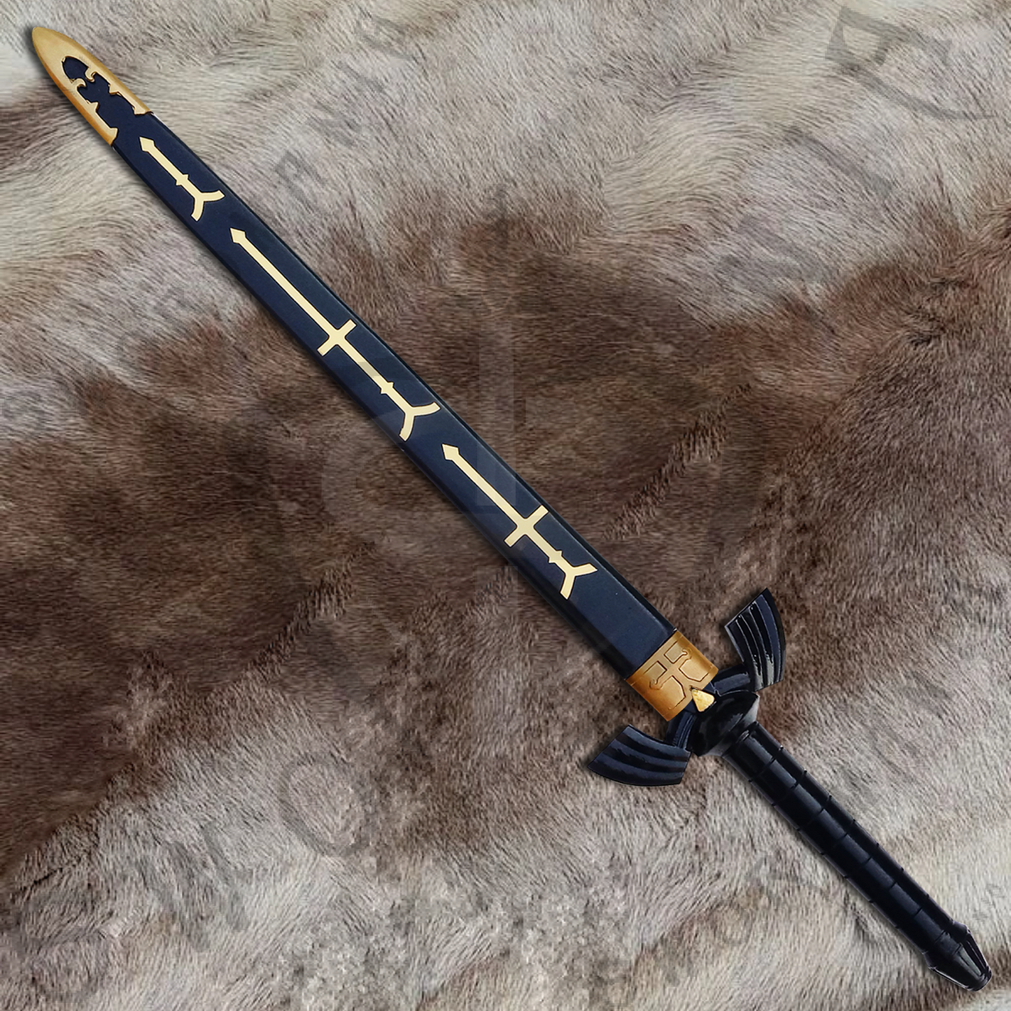 Legend of Zelda Ocarina of Time Black Link Sword with Wall Plaque and Scabbard