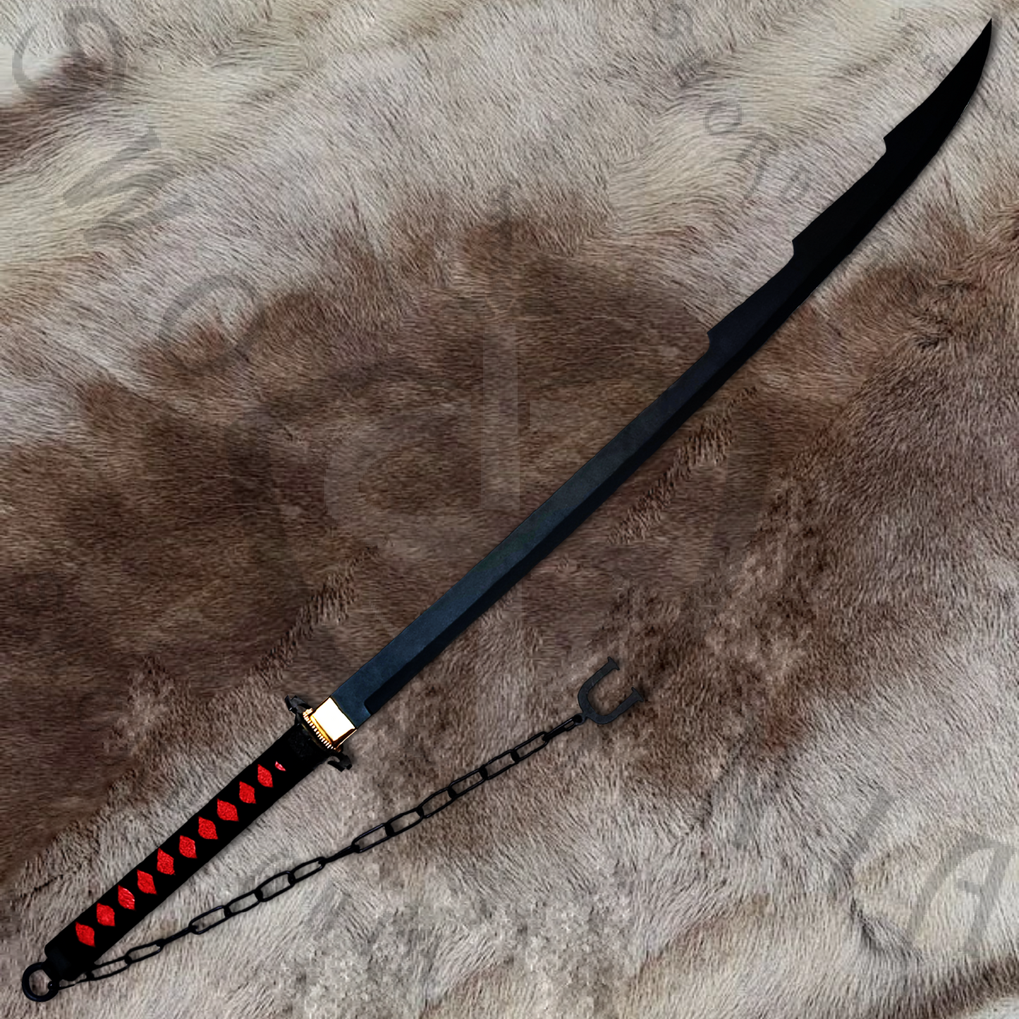 Bleach Tensa Zangetsu of Ichigo Kurosaki Sword with Wall Plaque and Scabbard