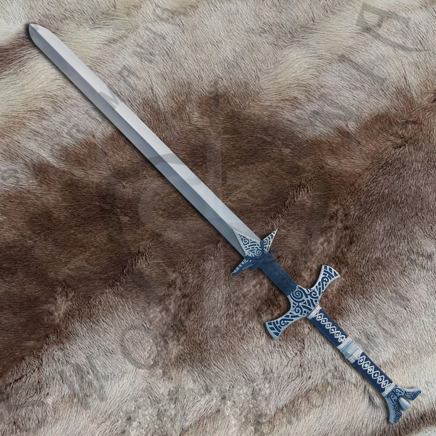 Elder Scrolls Skyrim Iron Greatsword with Wall Plaque and Sheath