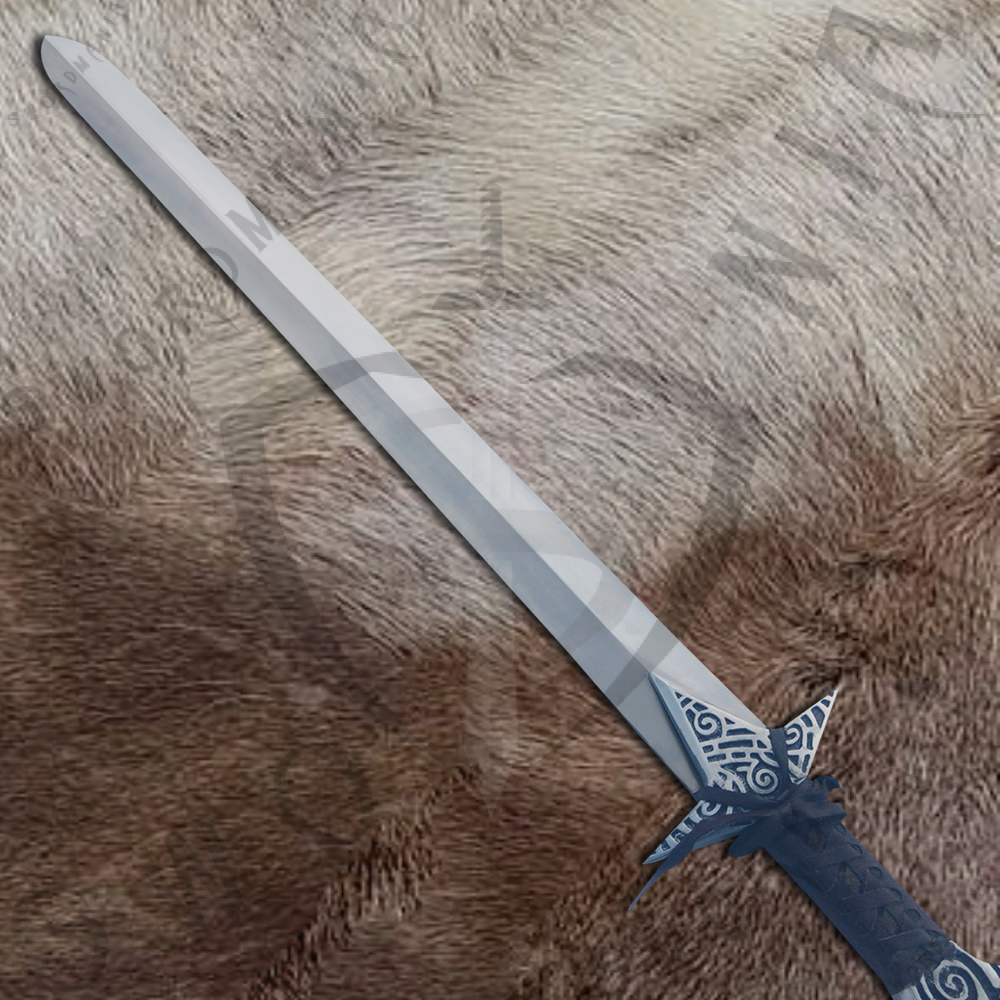 Elder Scrolls Skyrim Iron Greatsword with Wall Plaque and Sheath