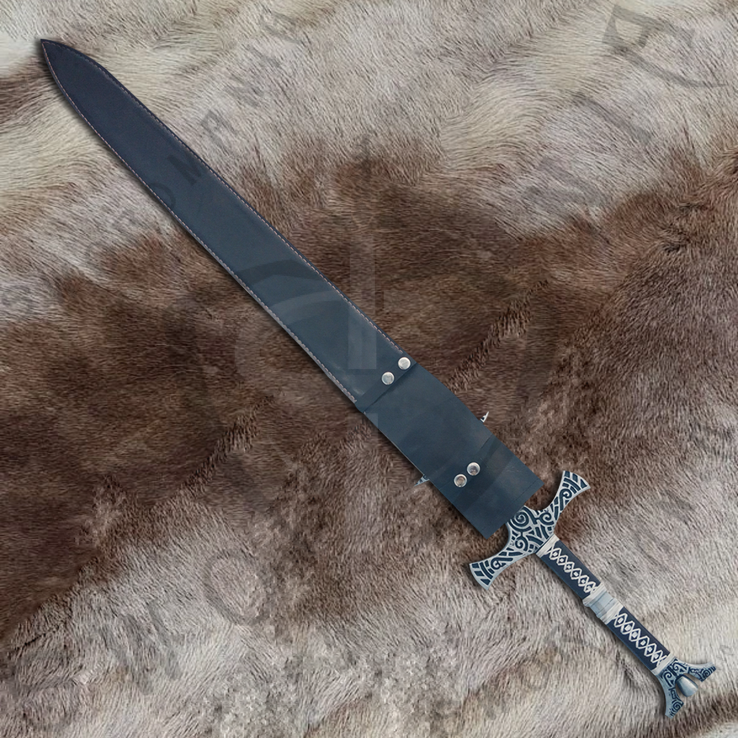 Elder Scrolls Skyrim Iron Greatsword with Wall Plaque and Sheath