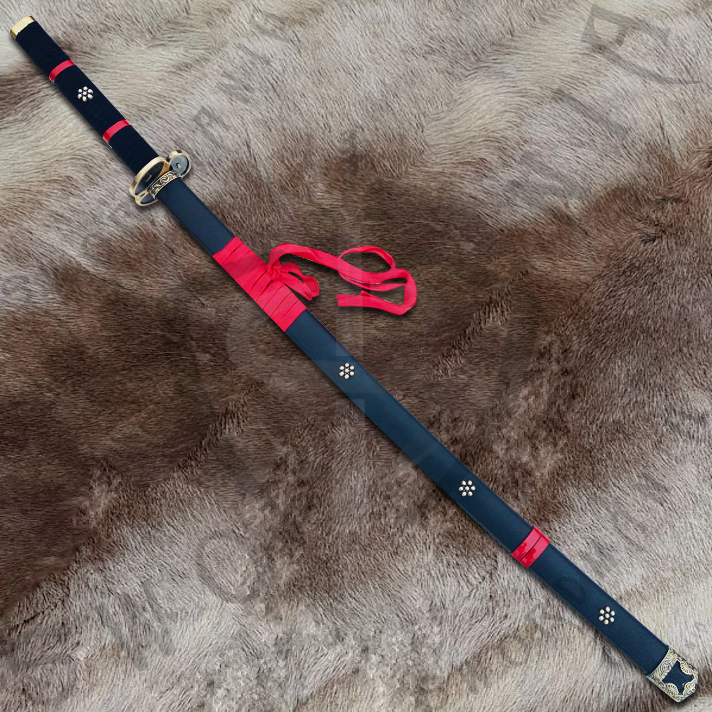 One Piece Enma Black of Roronoa Zoro Sword with Wall Plaque and Scabbard