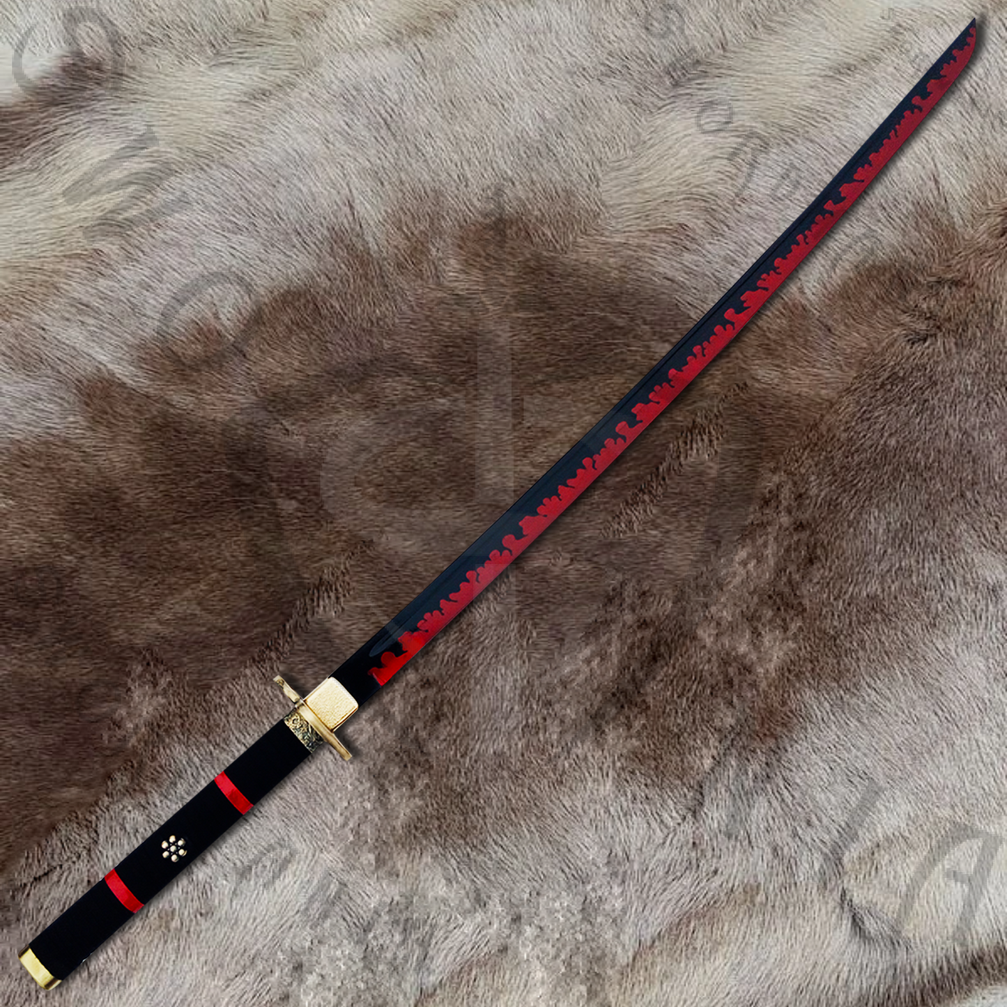 One Piece Enma Black of Roronoa Zoro Sword with Wall Plaque and Scabbard