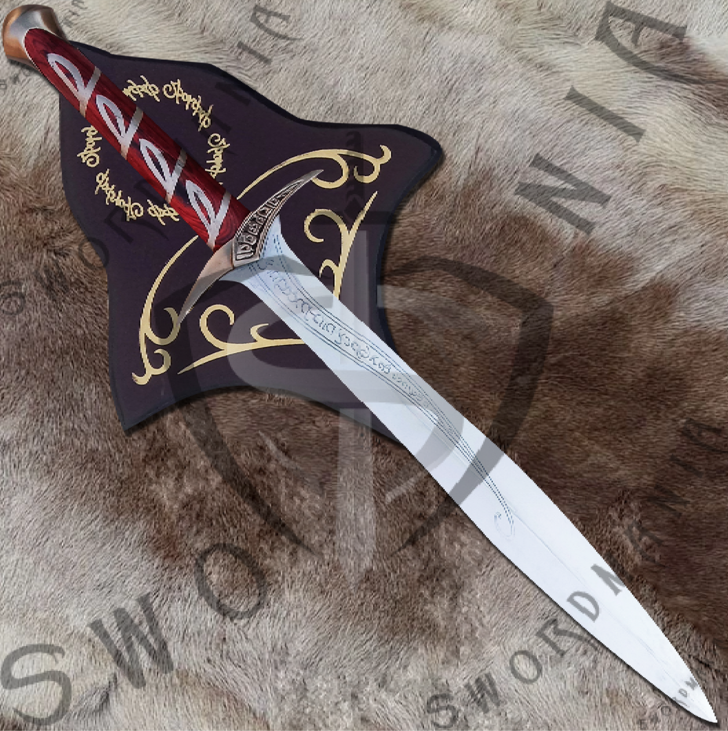 LOTR Sting Sword of Frodo Baggins with Wall Plaque and Scabbard-SM523