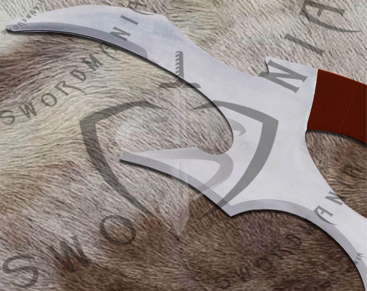 The forged blade features the exquisite high polish finish. This Sword has table plaque and leather scabbard that is stitched leather.