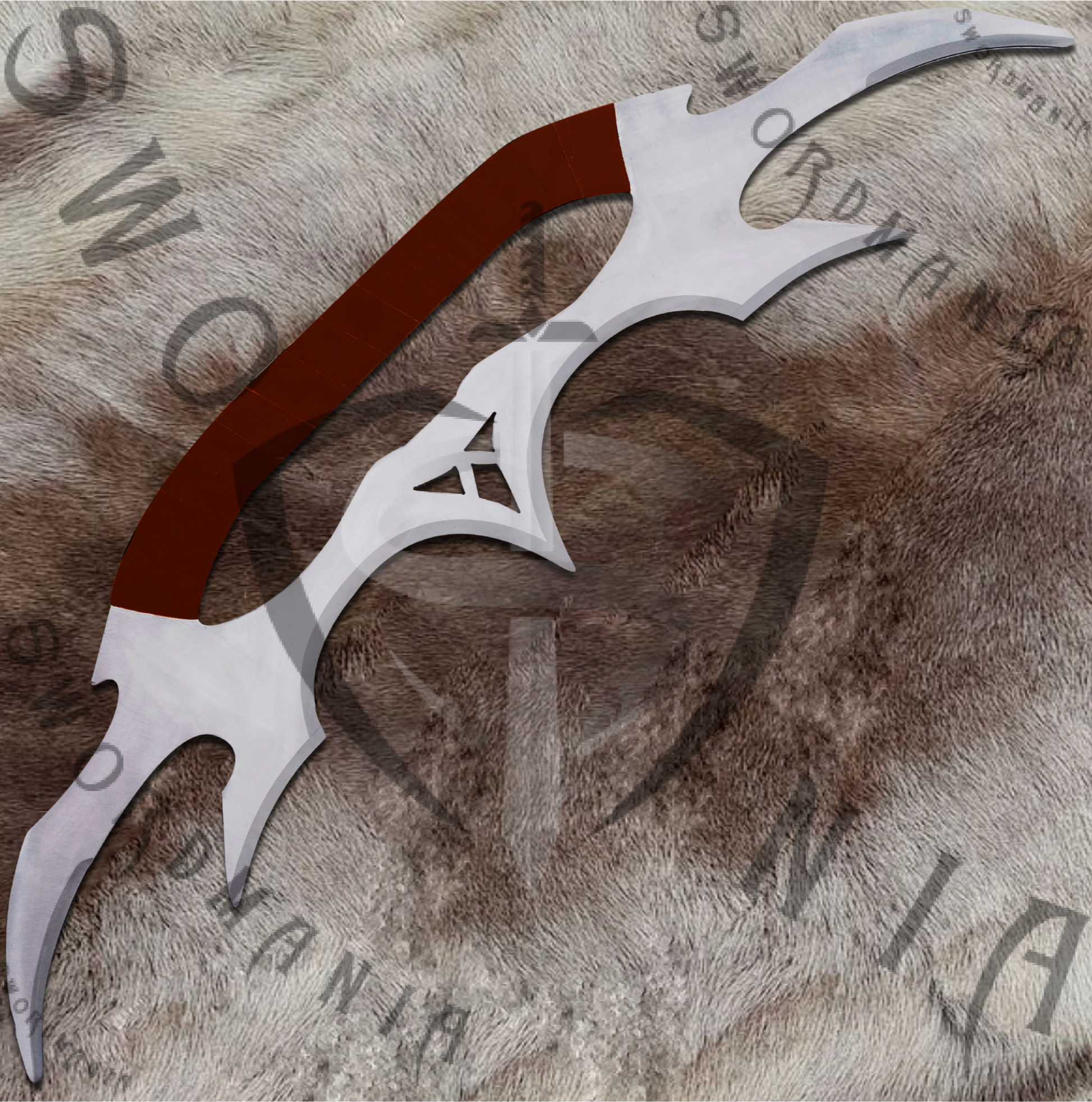 Bat'leth Sword of Kahless from Star Trek  high polish with brown wrapping 45in sword. We forged this iconic fanatasy sword of Bat'leth Sword of Kahless  replica  from functional battle ready steels like high carbon steel,damascus and 5160 spring steel.