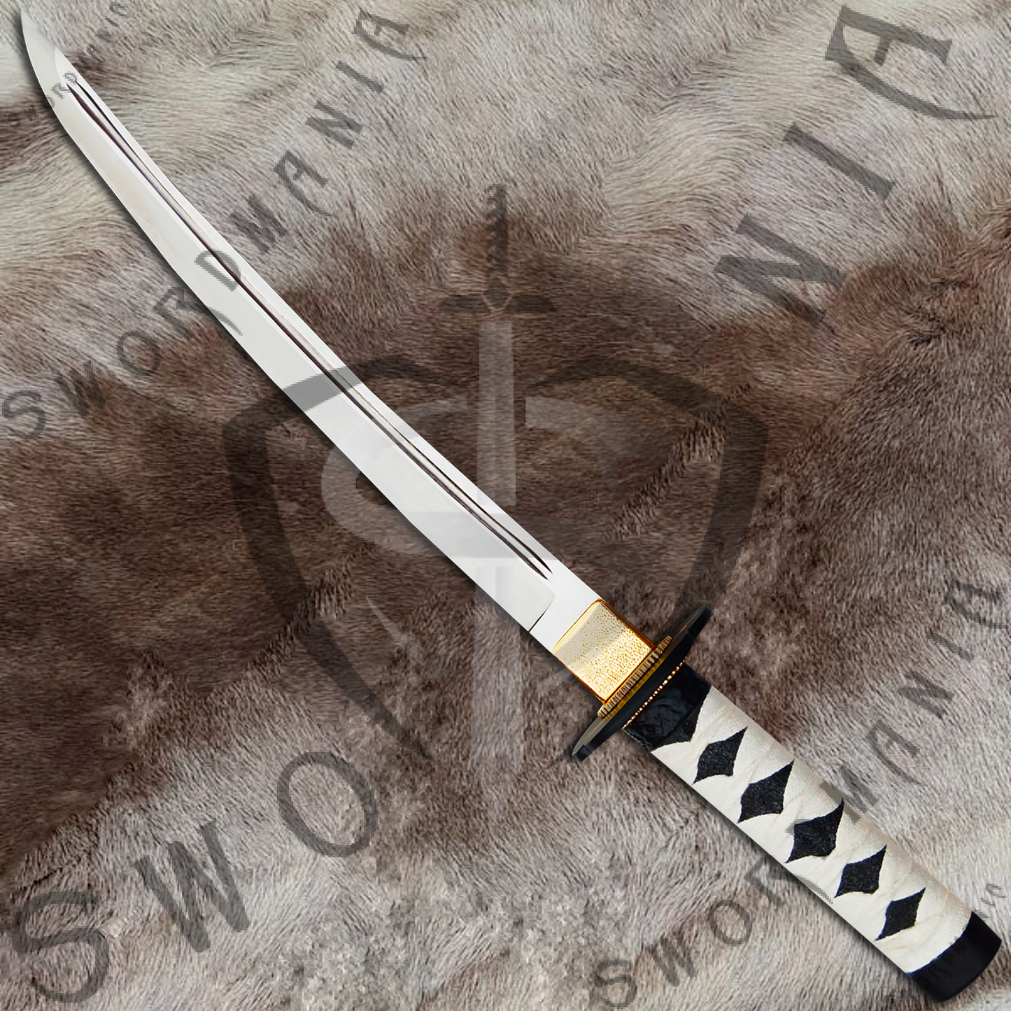 Ghost of Tsushima Clash of Clan Sakai Swords Pair of Tanto and Katana of Jin Sakai with Plaque and Scabbard-SM561