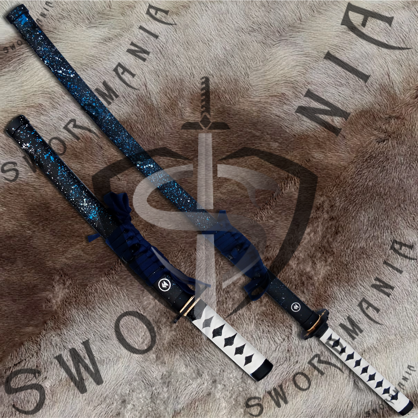 Ghost of Tsushima Clash of Clan Sakai Swords Pair of Tanto and Katana of Jin Sakai with Plaque and Scabbard-SM561
