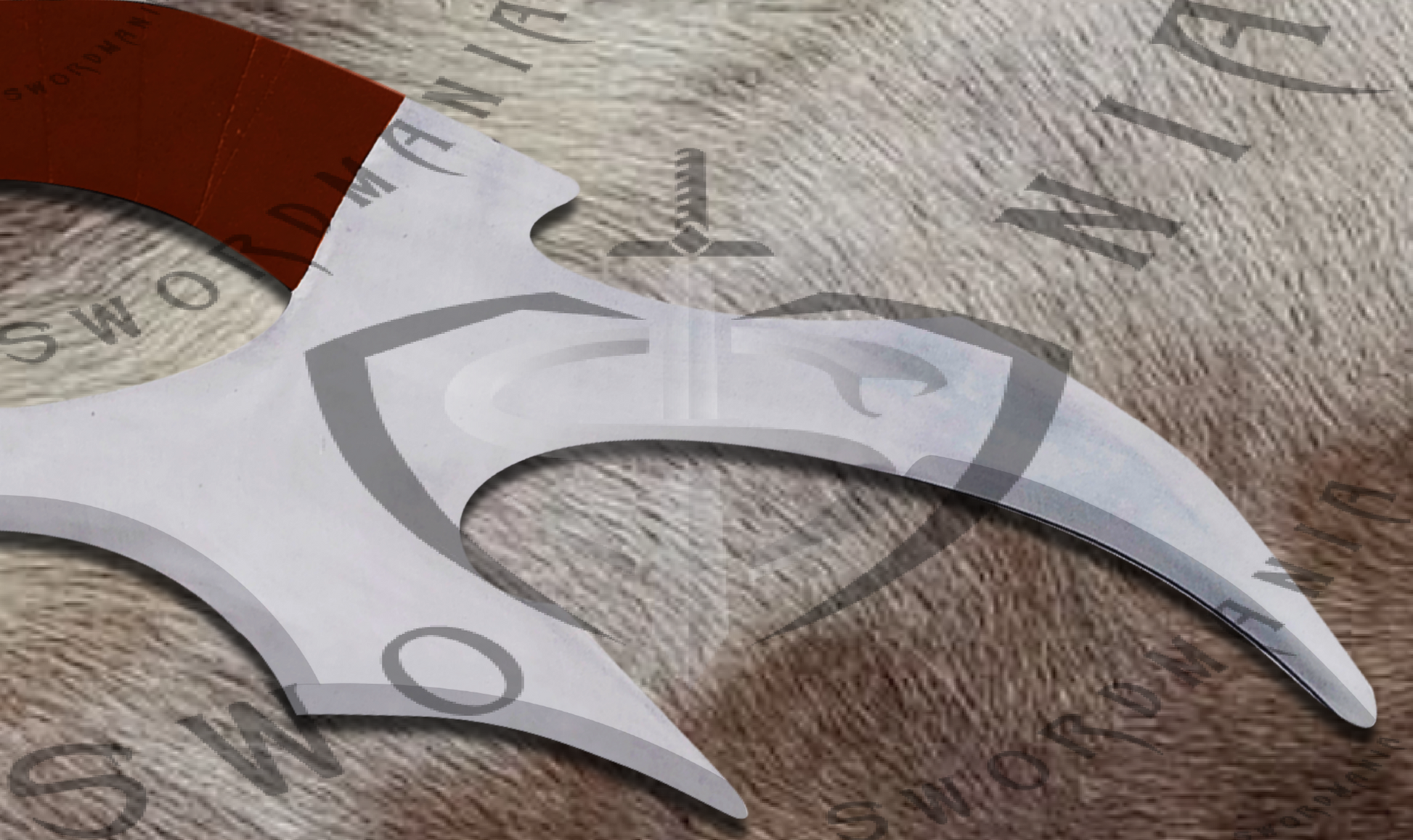 This  Sword has table plaque and leather scabbard that is stitched leather.