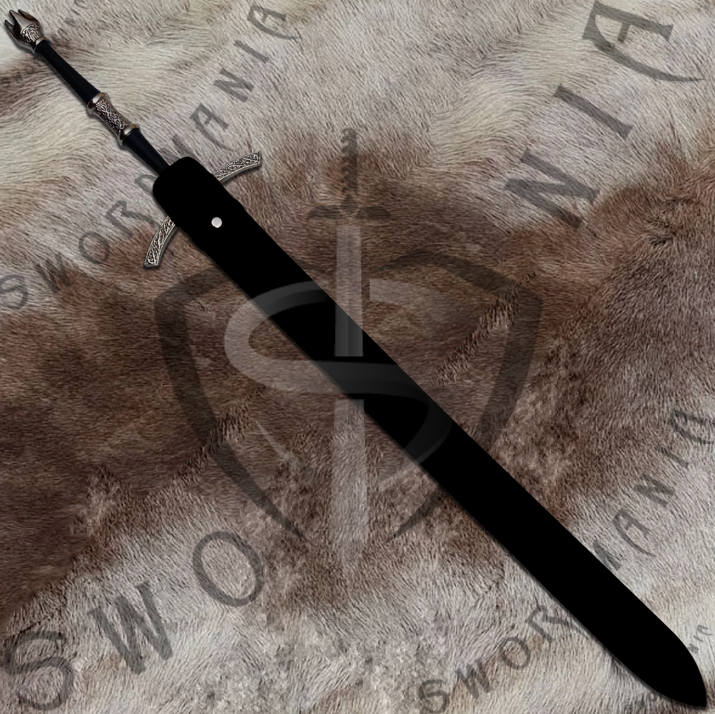 Witch King sword is made up crafted sheath, meticulously designed to provide both protection for the blade and a showcase for its exquisite craftsmanship. The sheath is hand-stitched leather, creating a harmonious ensemble with the sword.