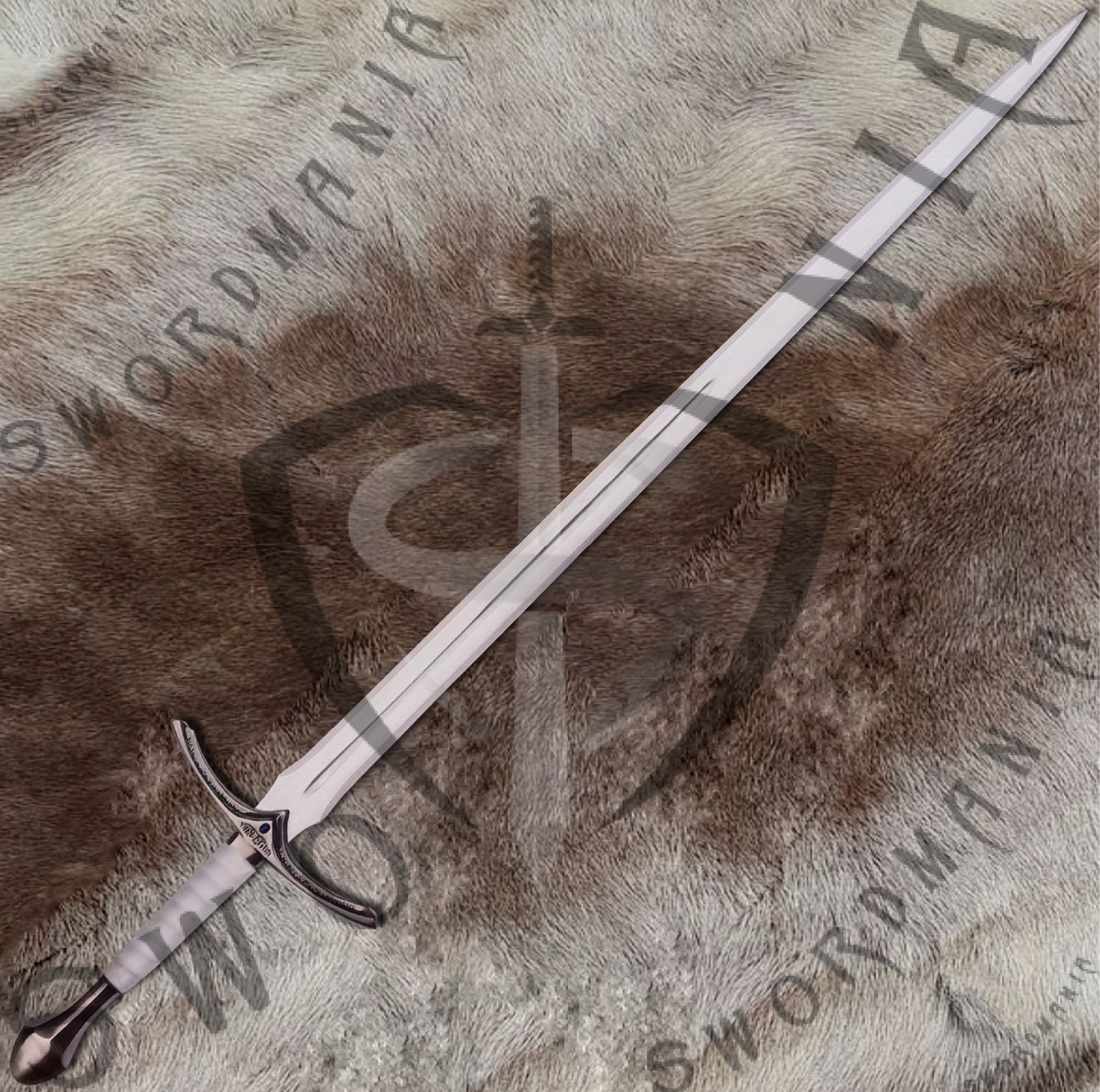 Blade of the replica sword of White Glamdring Sword of Gandalf has high gloss finish and contains elvish inscription and  forged this iconic fanatasy Hobbit White Glamdring Sword of Gandalf replica from functional battle ready steels like high carbon steel,damascus and 5160 spring steel.