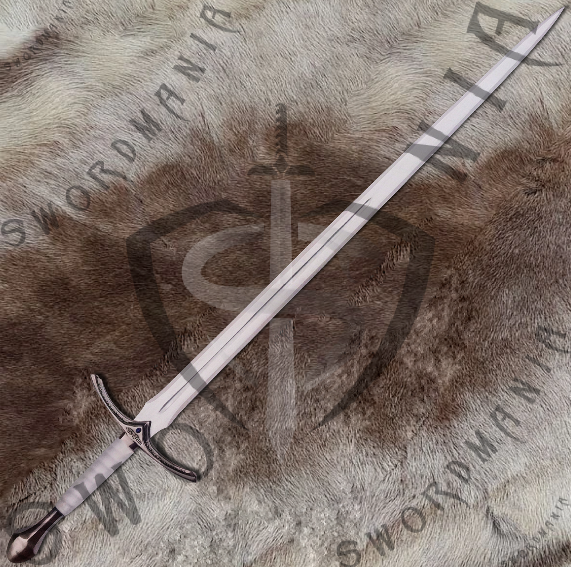 we forged this iconic fanatasy sword replica of white glamdring sword of gandlaf from functional battle ready steels like high carbon steel,damascus and 5160 spring steel.
