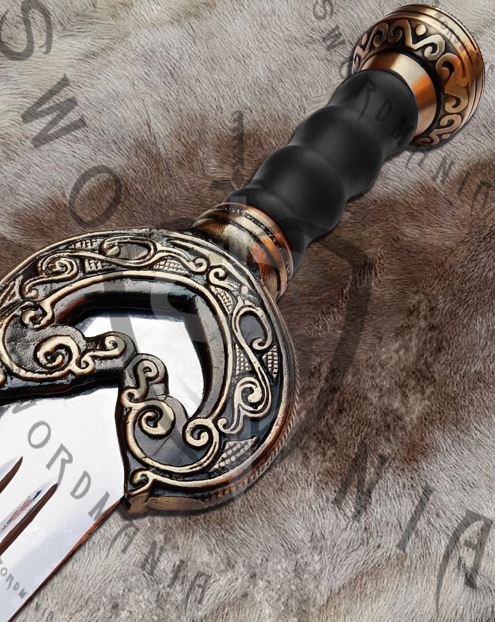 The hilt additionally has Rohan inscriptions on it to adore the high polish blade that pays homage to Rohan and its owner Theoden The King of Rohan.