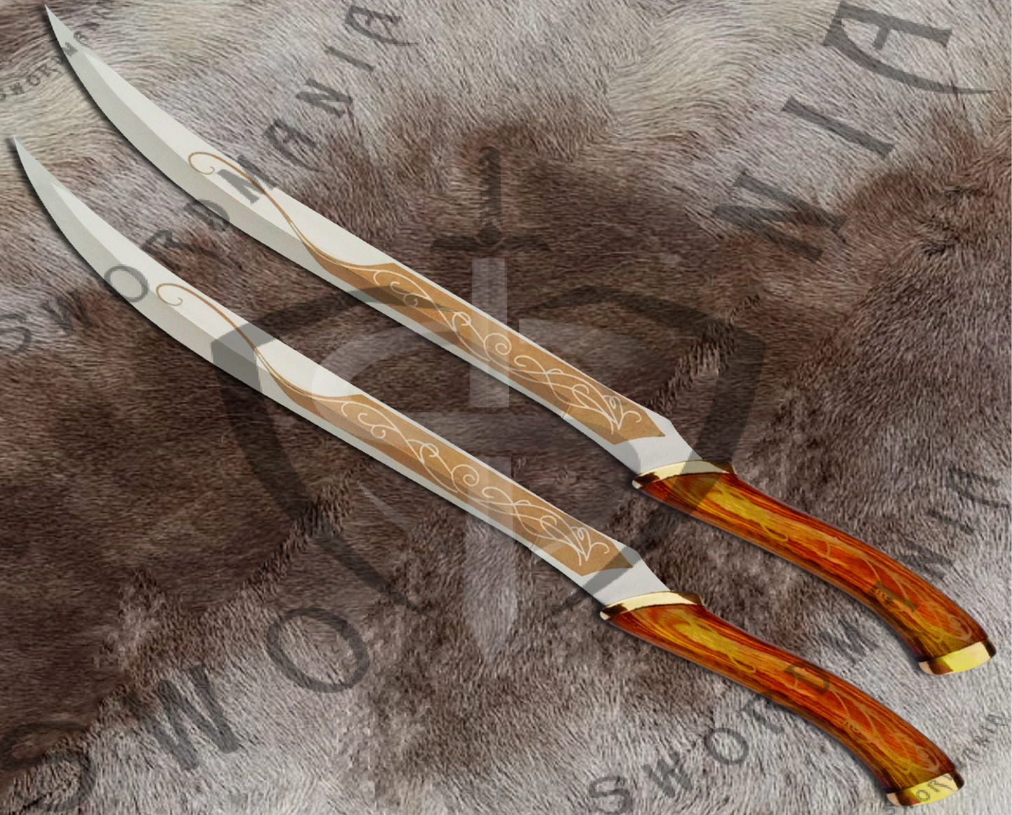The blade of Fighting Knives of Legolas is high gloss finish with fuller and contains elvish inscription on blade and hilt.