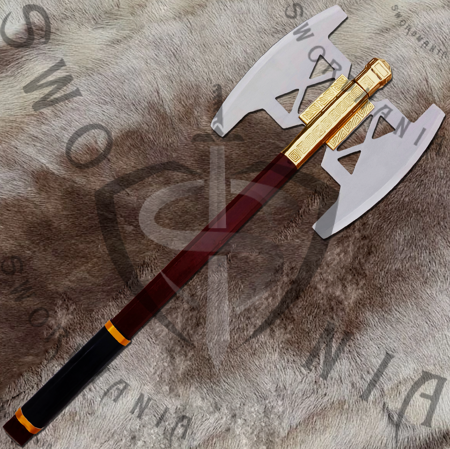 Gold Bearded Axe of Gimli from Lord of The Rings forged this iconic fanatasy axe replica from functional battle ready steels like high carbon steel,damascus and 5160 spring steel