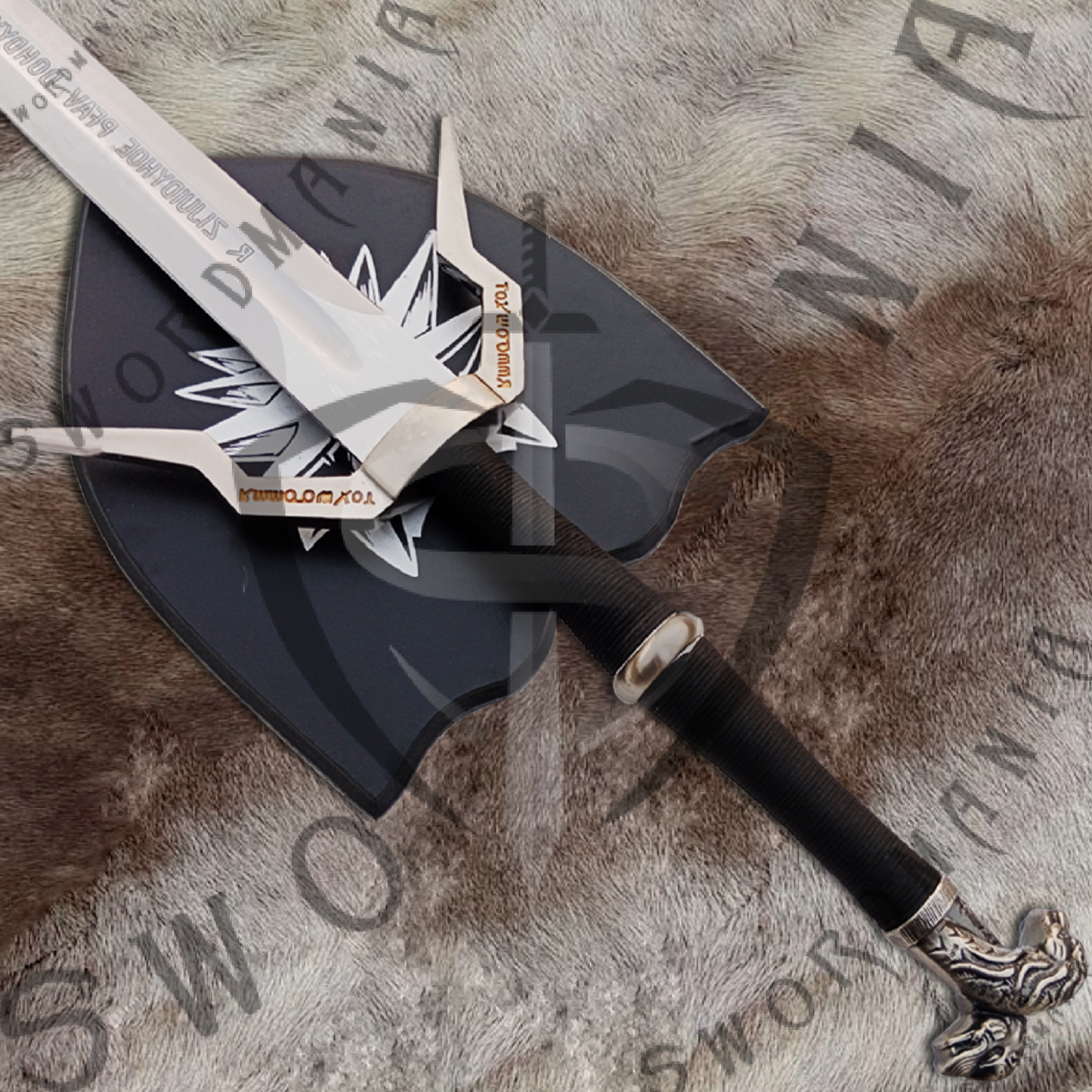 Witcher Geralt's Silver Sword with Wall Plaque and Scabbard-SM971