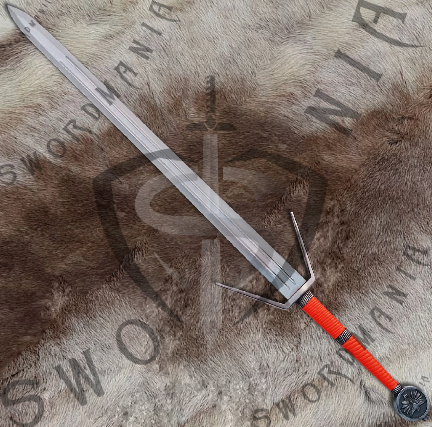 Witcher Feline Silver Sword Geralt's Feline Silver Sword (Orange) with Wall Plaque and Scabbard-SM972