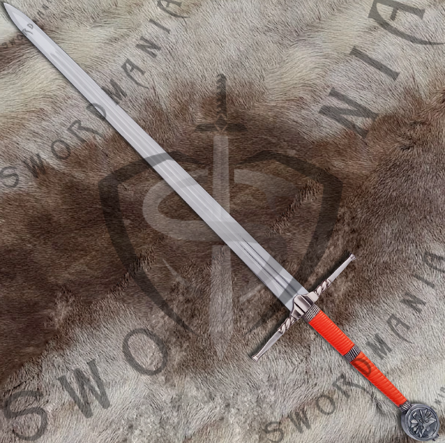 Witcher Orange Geralt's Steel Sword with Wall Plaque and Scabbard-SM973