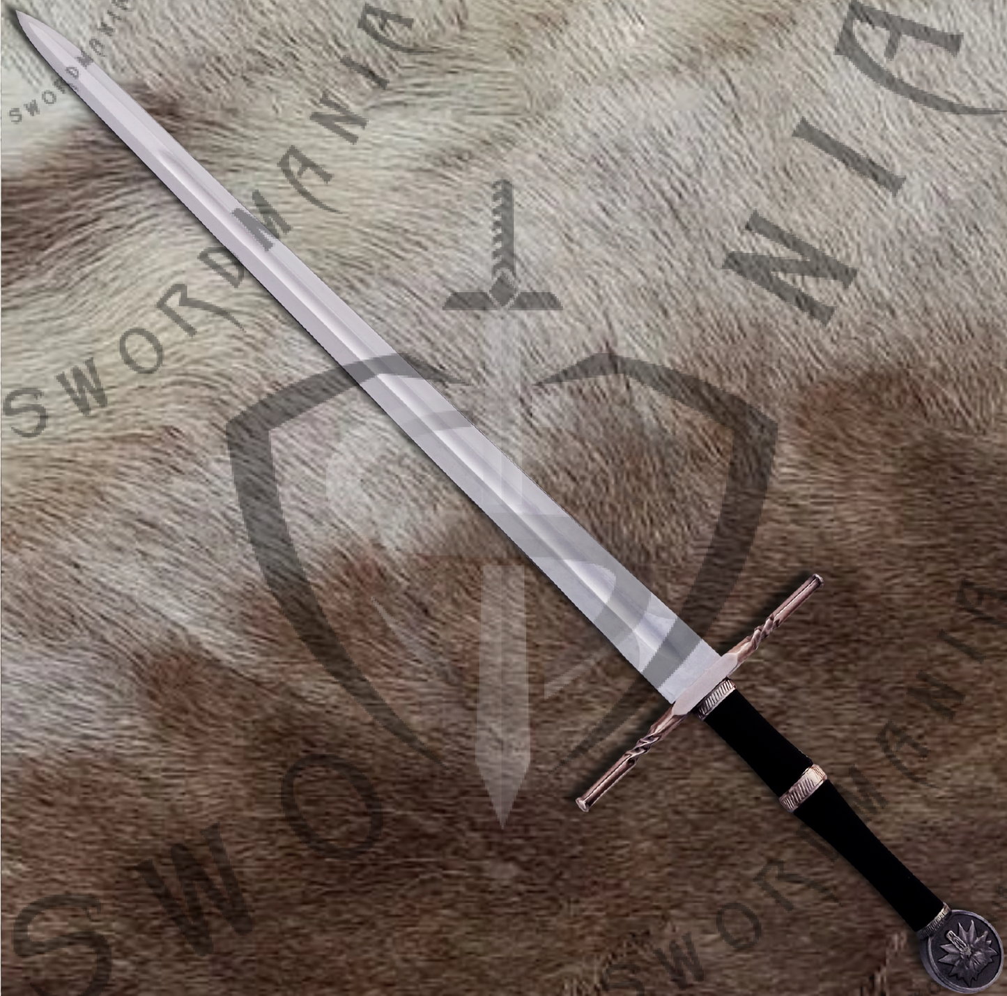 Witcher Geralt's Feline Steel Sword (Black) with Wall Plaque and Scabbard-SM974
