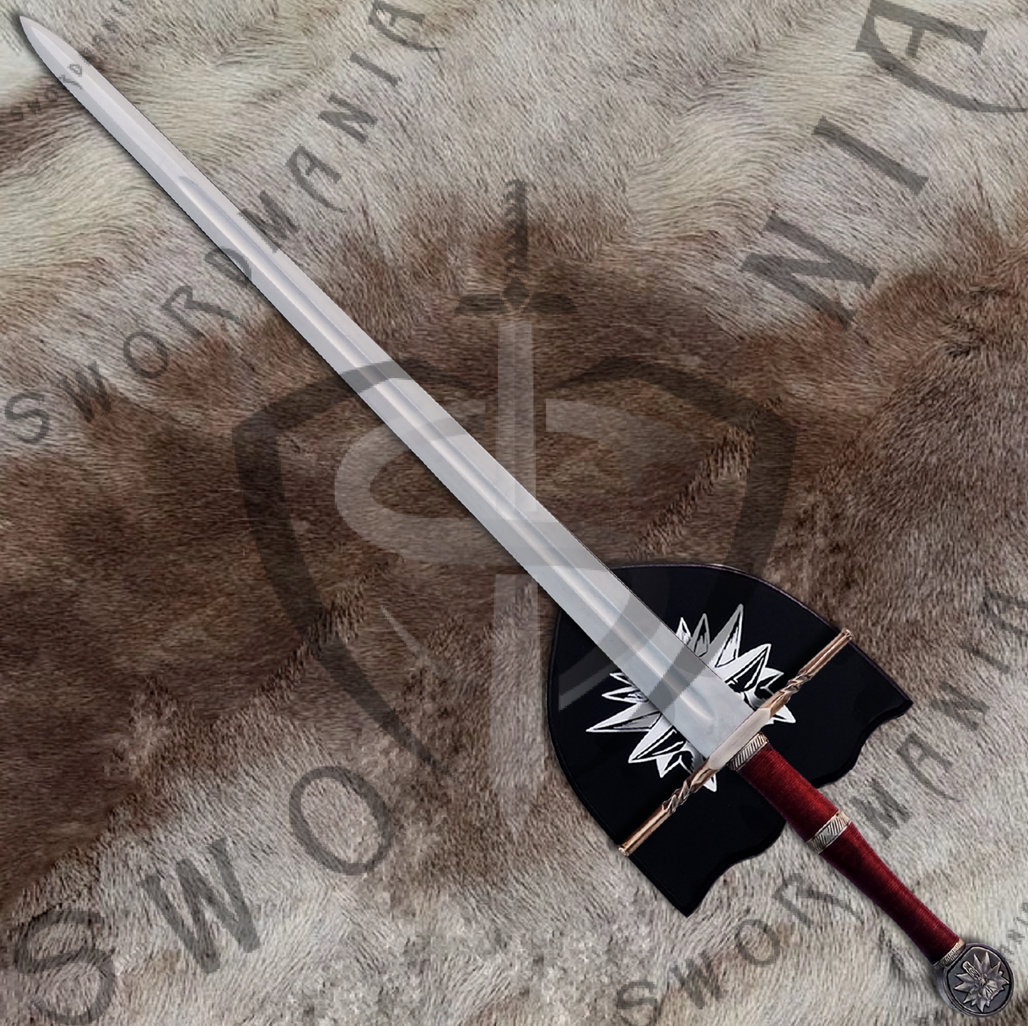 Witcher Geralt's Feline Steel Sword (Brown) with Wall Plaque and Scabbard-SM975