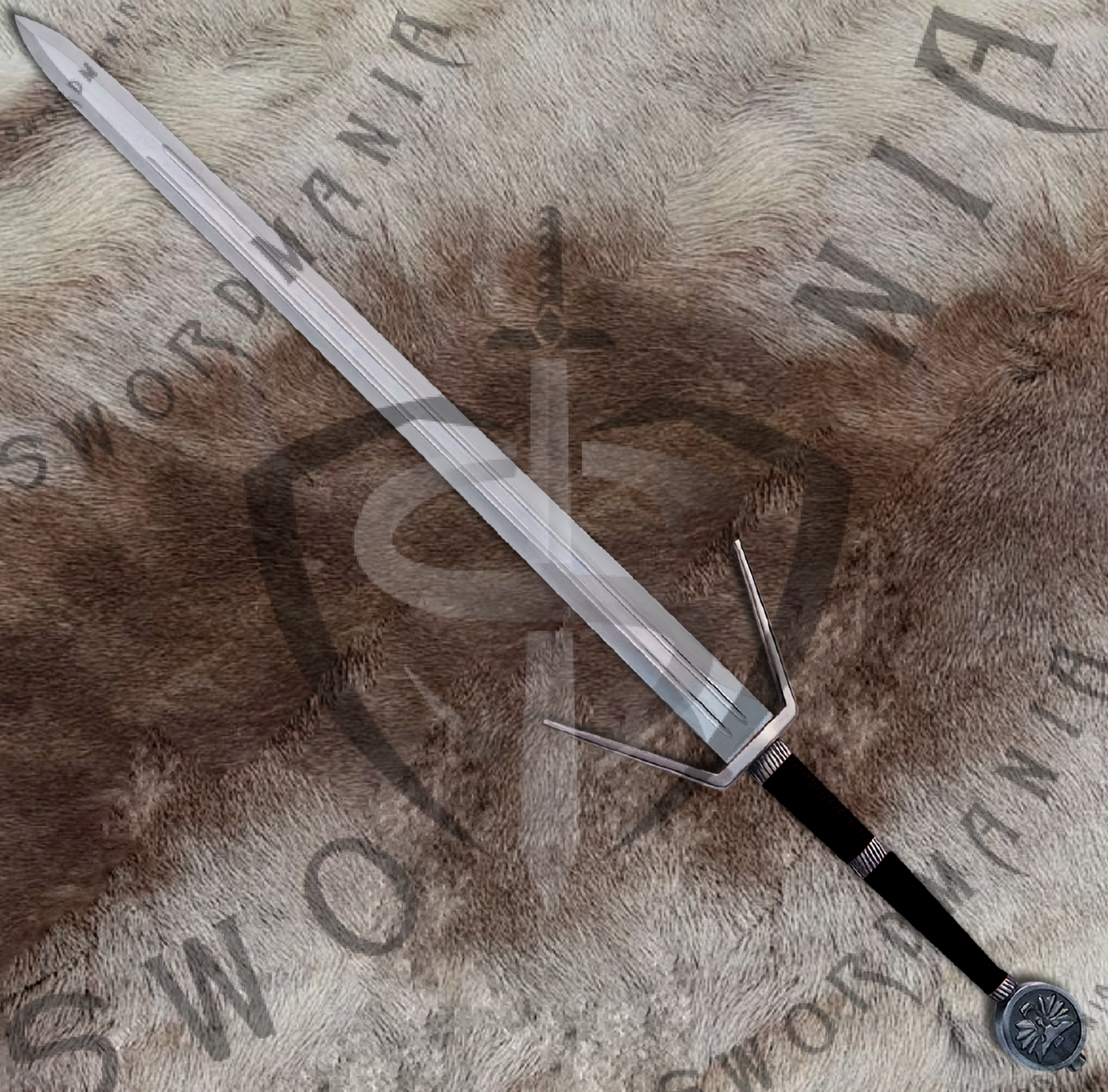 Witcher Feline Silver Sword Geralt's Feline Silver Sword with Wall Plaque and Scabbard-SM978