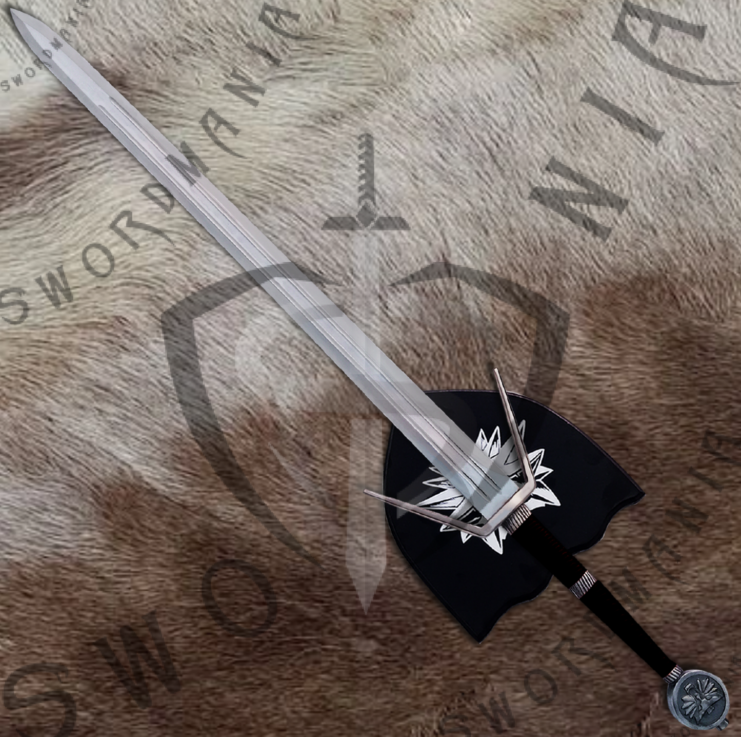Witcher Feline Silver Sword Geralt's Feline Silver Sword with Wall Plaque and Scabbard-SM978