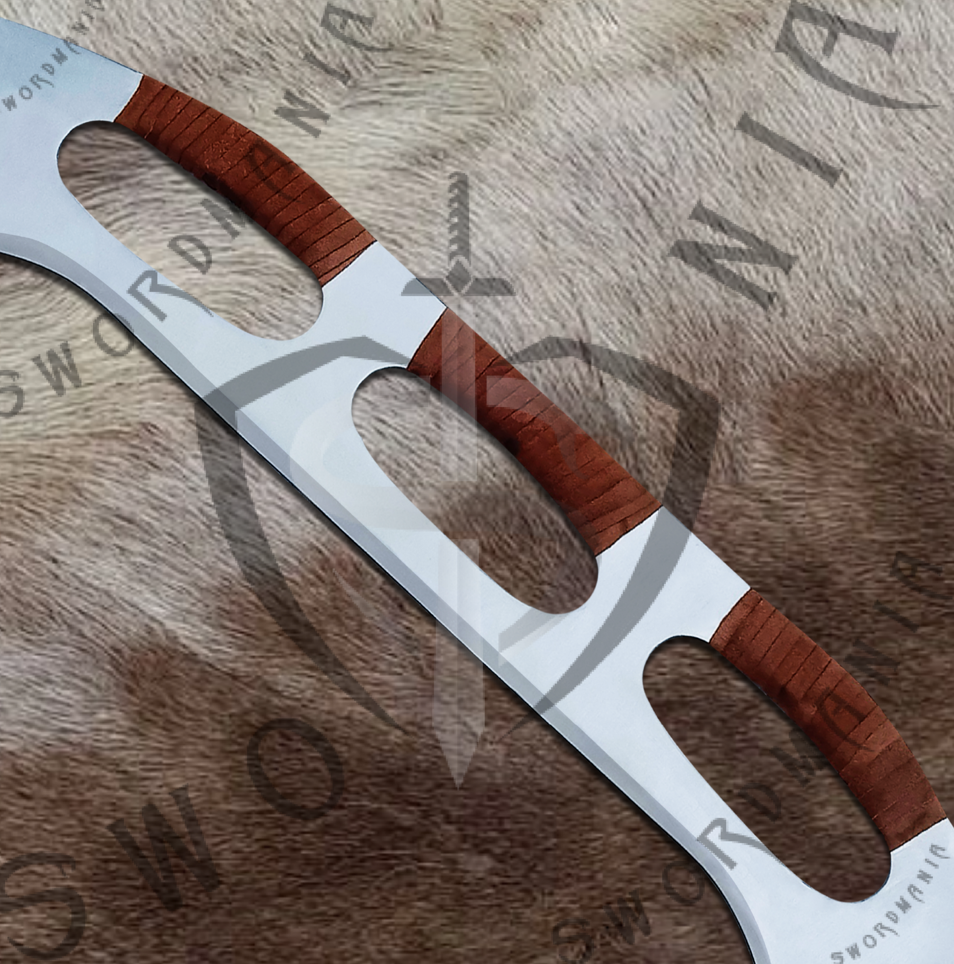 Klingon Sword of Klingons of Star Trek has 3 handhold to grip and spin the sword smoothly like a pro. And leather wrpping provides more support and protection during spinning.