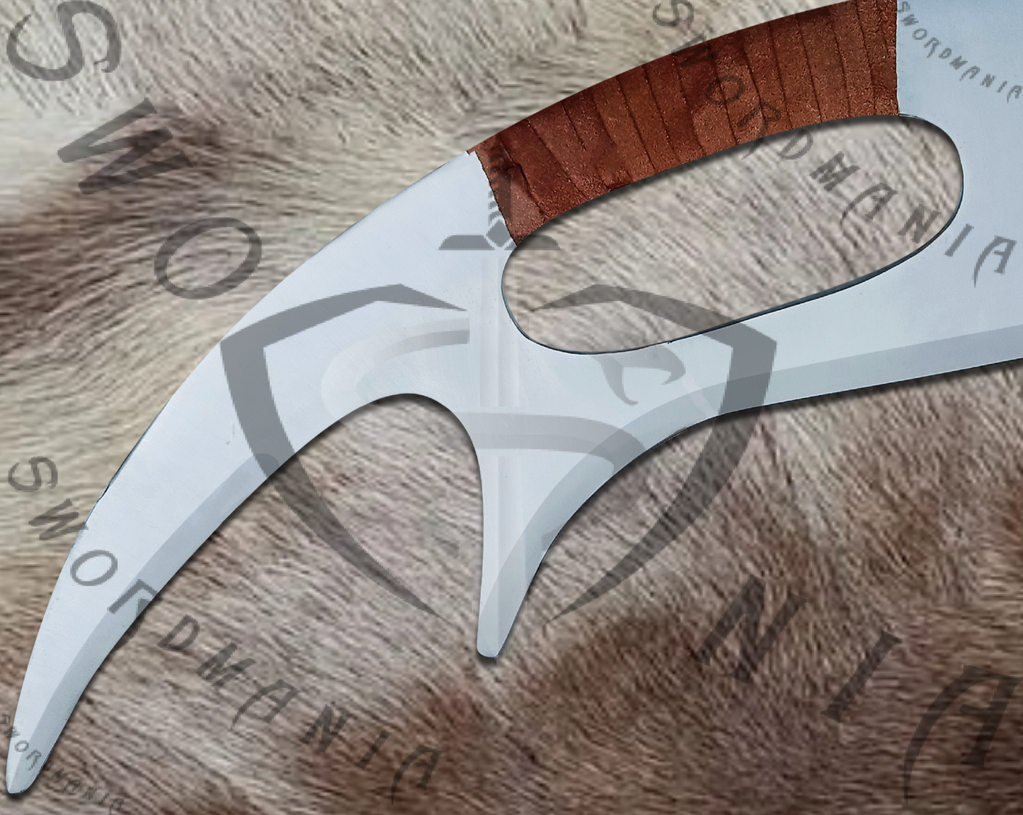 The forged blade features the exquisite high polish finish that is edged and for its safety during carriage and cosplay, we offer a free complimentary stitched sheath with pure leather to perfectly couple the high quality.