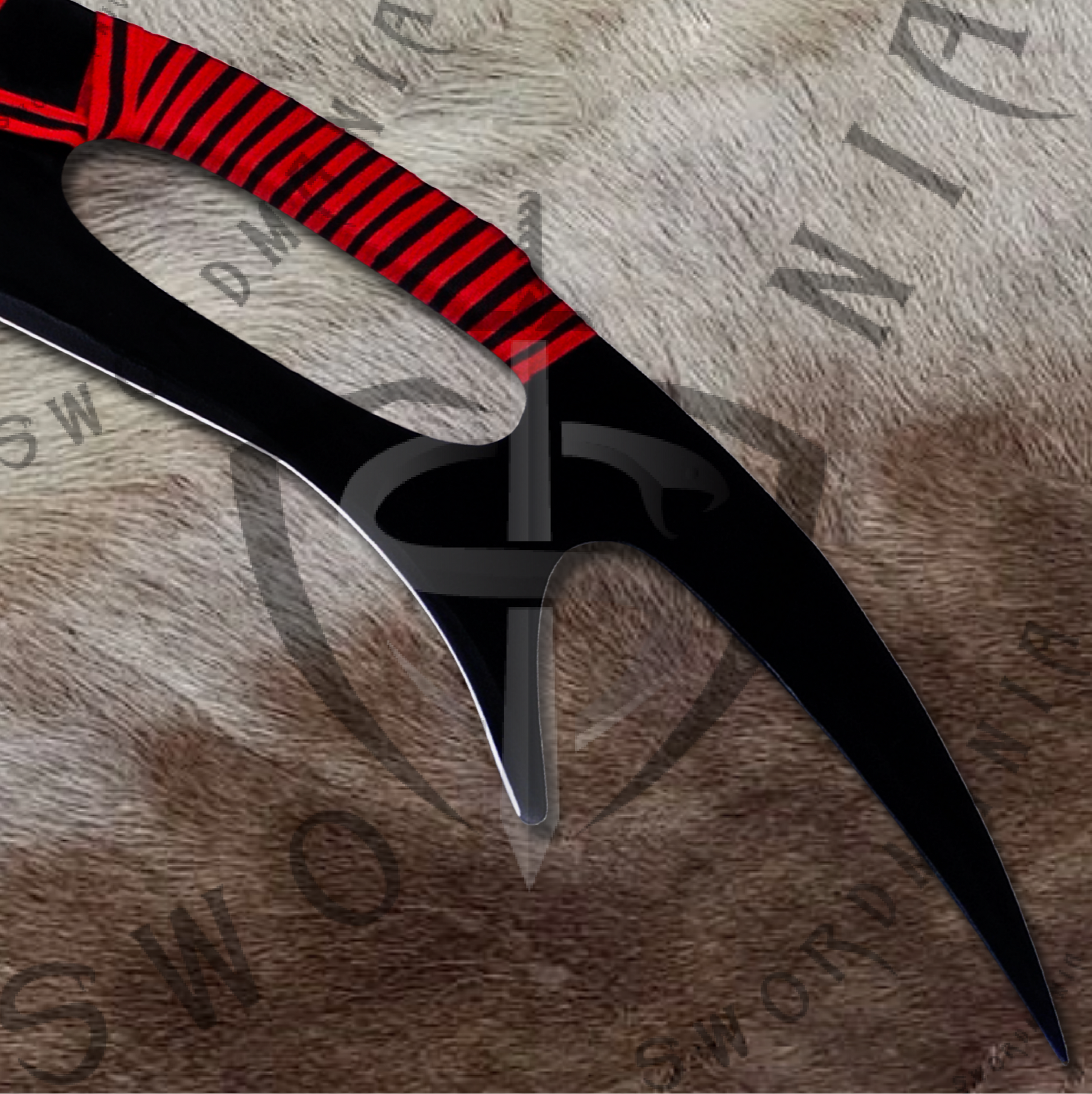 The blade of Klingon Bat'leth Sword of Klingons has curved blade, four points, and three handholds on the back  the handholds are used to twirl and spin the blade rapidly.