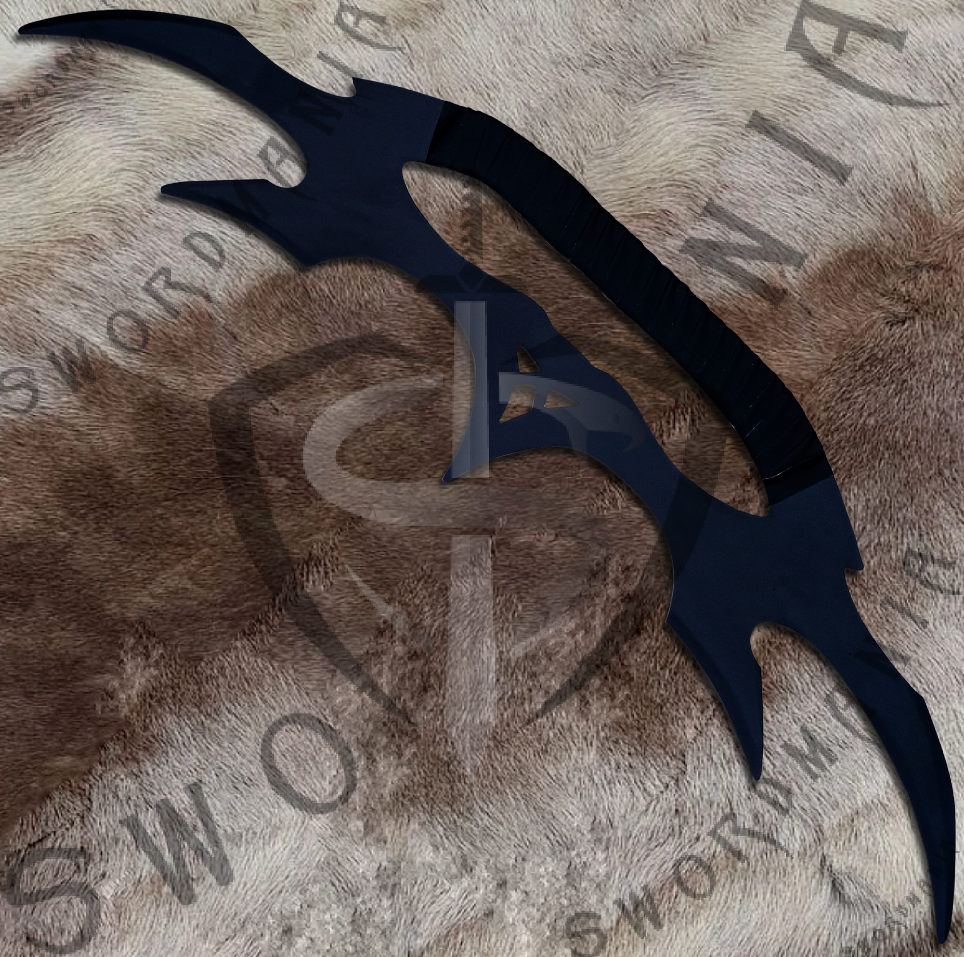 Bat'leth Sword of Kahless from Star Trek  black polish with black wrapping 45in sword. We forged this iconic fanatasy sword of Bat'leth Sword of Kahless  replica  from functional battle ready steels like high carbon steel,damascus and 5160 spring steel.