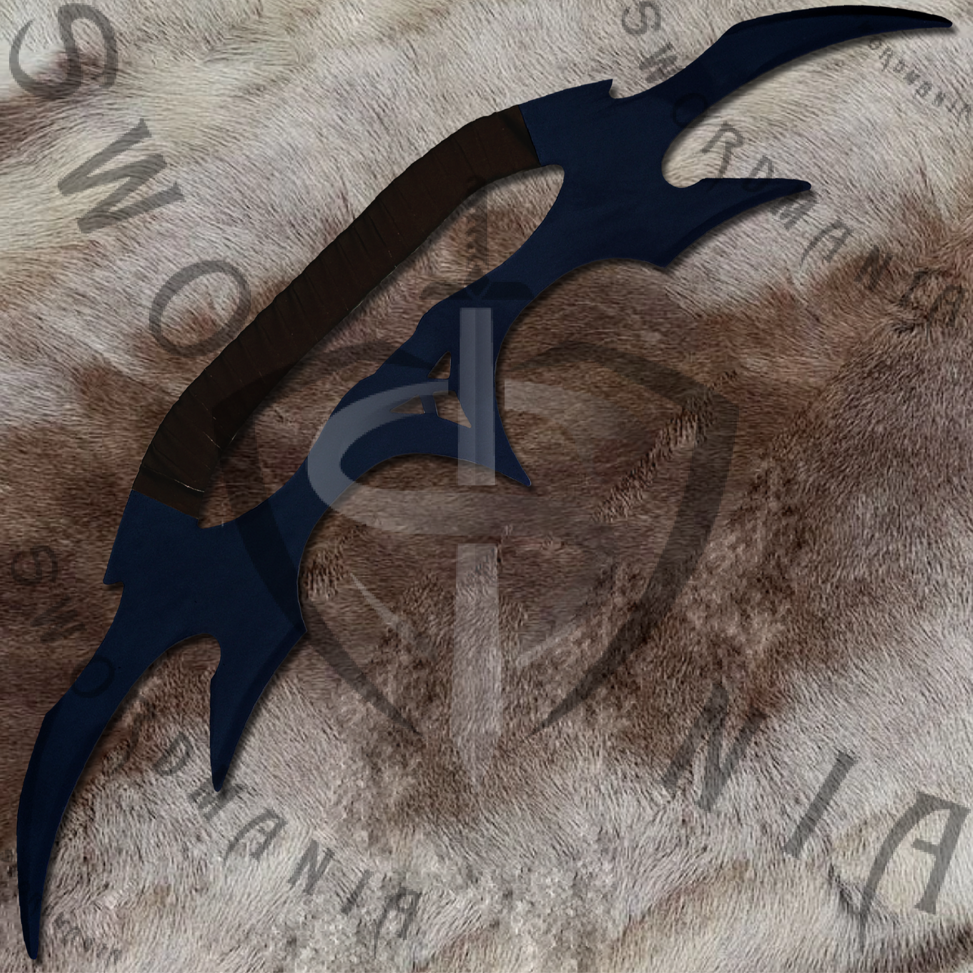 Bat'leth Sword of Kahless from Star Trek  black polish with brown wrapping 45in sword. We forged this iconic fanatasy sword of Bat'leth Sword of Kahless  replica  from functional battle ready steels like high carbon steel,damascus and 5160 spring steel.