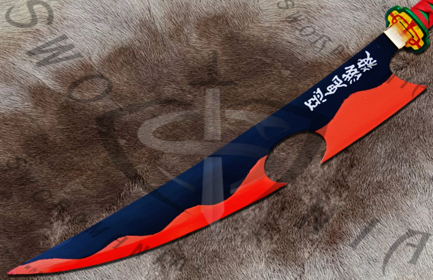 Demon Slayer Amber Nichirin Blades Swords of Uzui Tengen with Plaque and Scabbard-Orange Hamon
