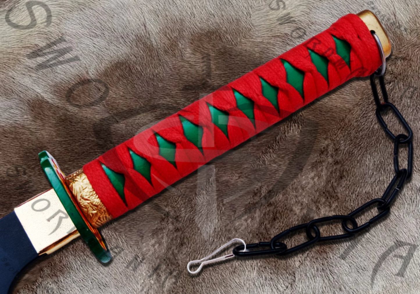 Demon Slayer Amber Nichirin Blades Swords of Uzui Tengen with Plaque and Scabbard-Orange Hamon