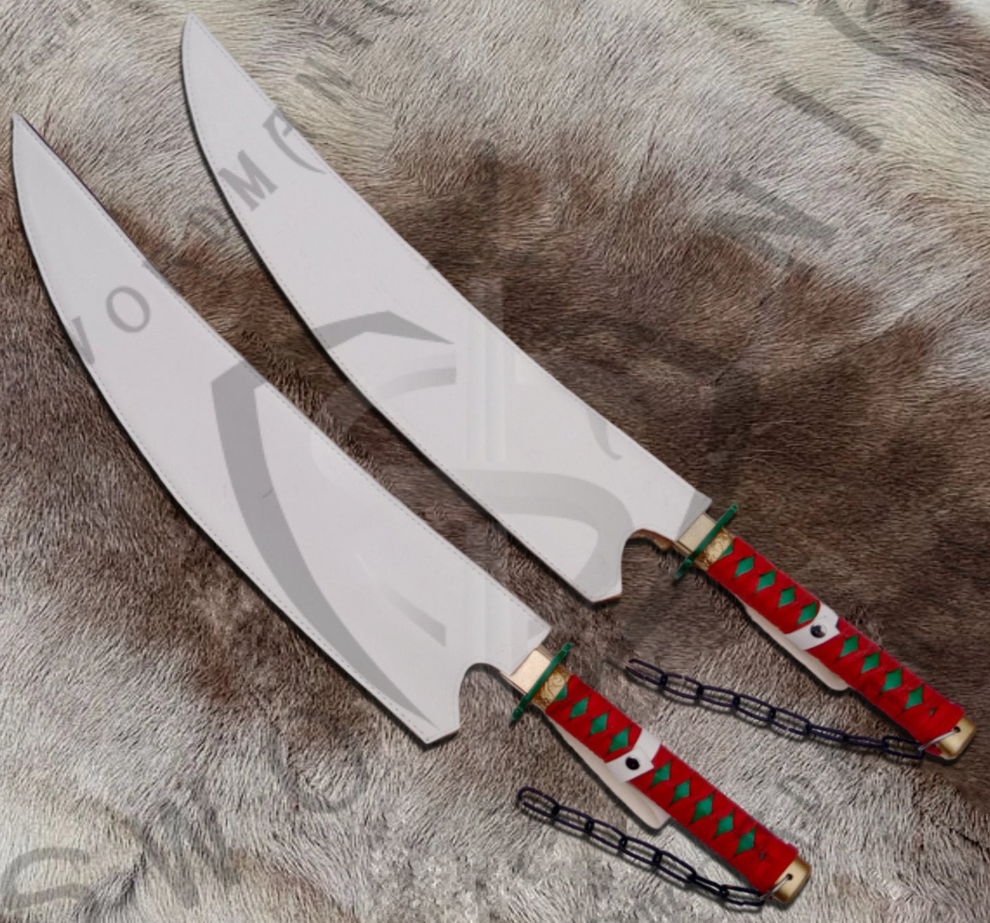 Demon Slayer Amber Nichirin Blades Swords of Uzui Tengen with Plaque and Scabbard-Orange Hamon