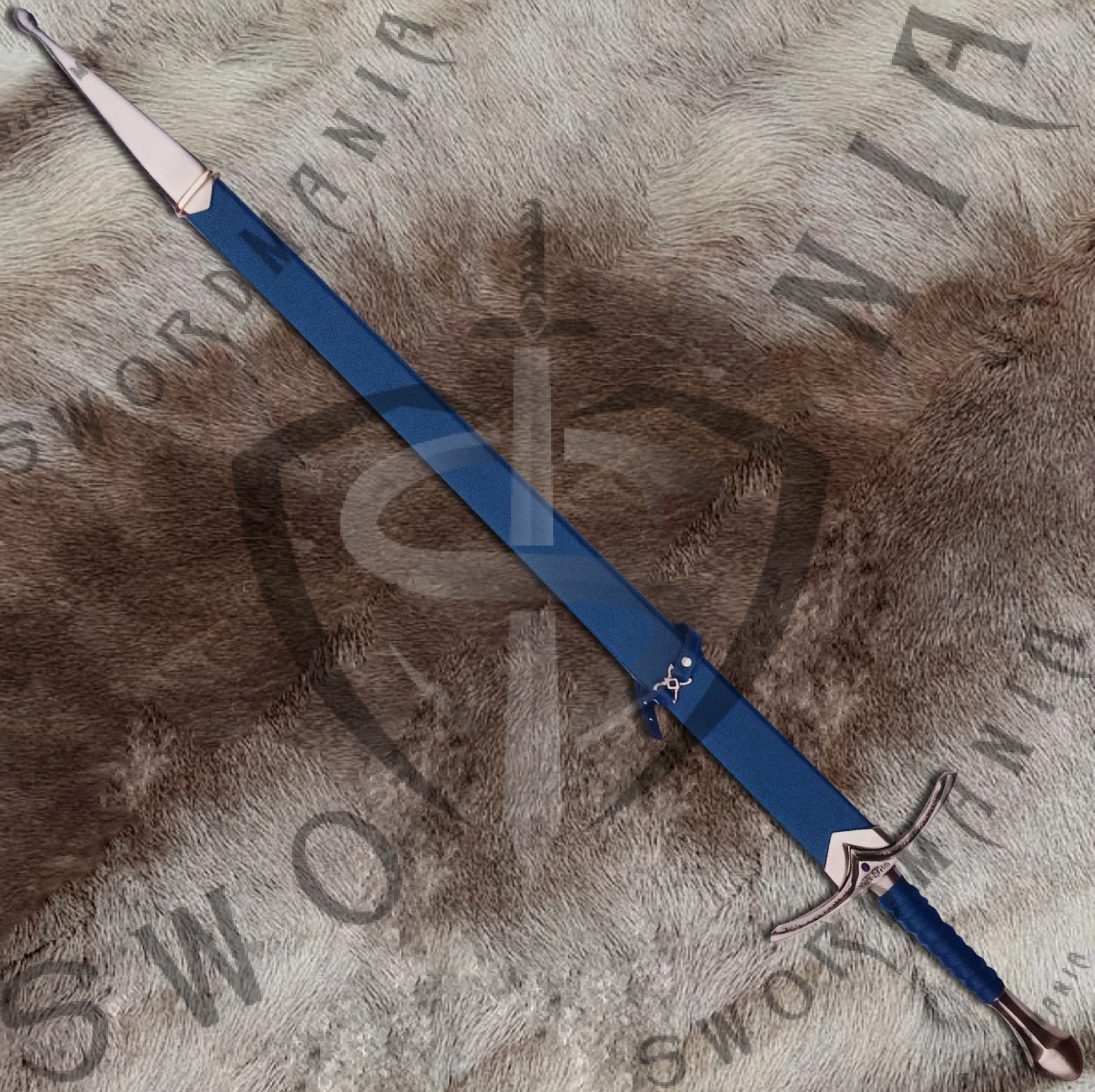 Hobbit Glamdring sword has wooden scabbard hand stitched with pure blue leather to perfectly couple the high quality of sword .
