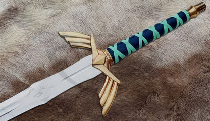 Legend of Zelda Prophecy Blue Hero Sword with Wall Plaque and Scabbard