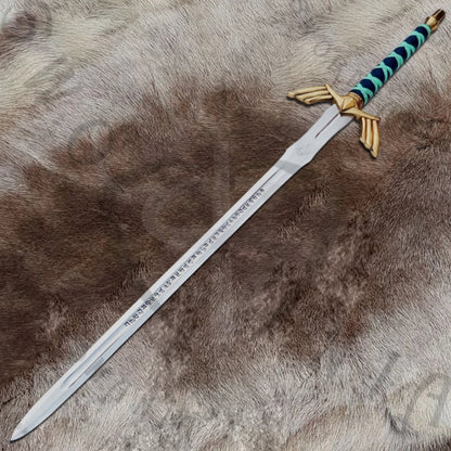 Legend of Zelda Prophecy Blue Hero Sword with Wall Plaque and Scabbard