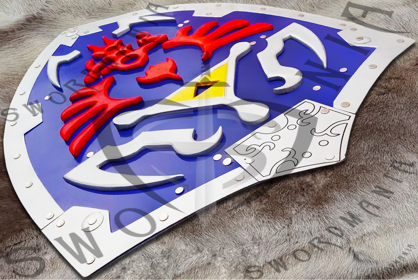 Legend of Zelda Blue Hylian Shield with Wall Plaque