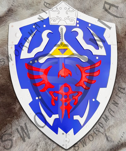 Legend of Zelda Blue Hylian Shield with Wall Plaque