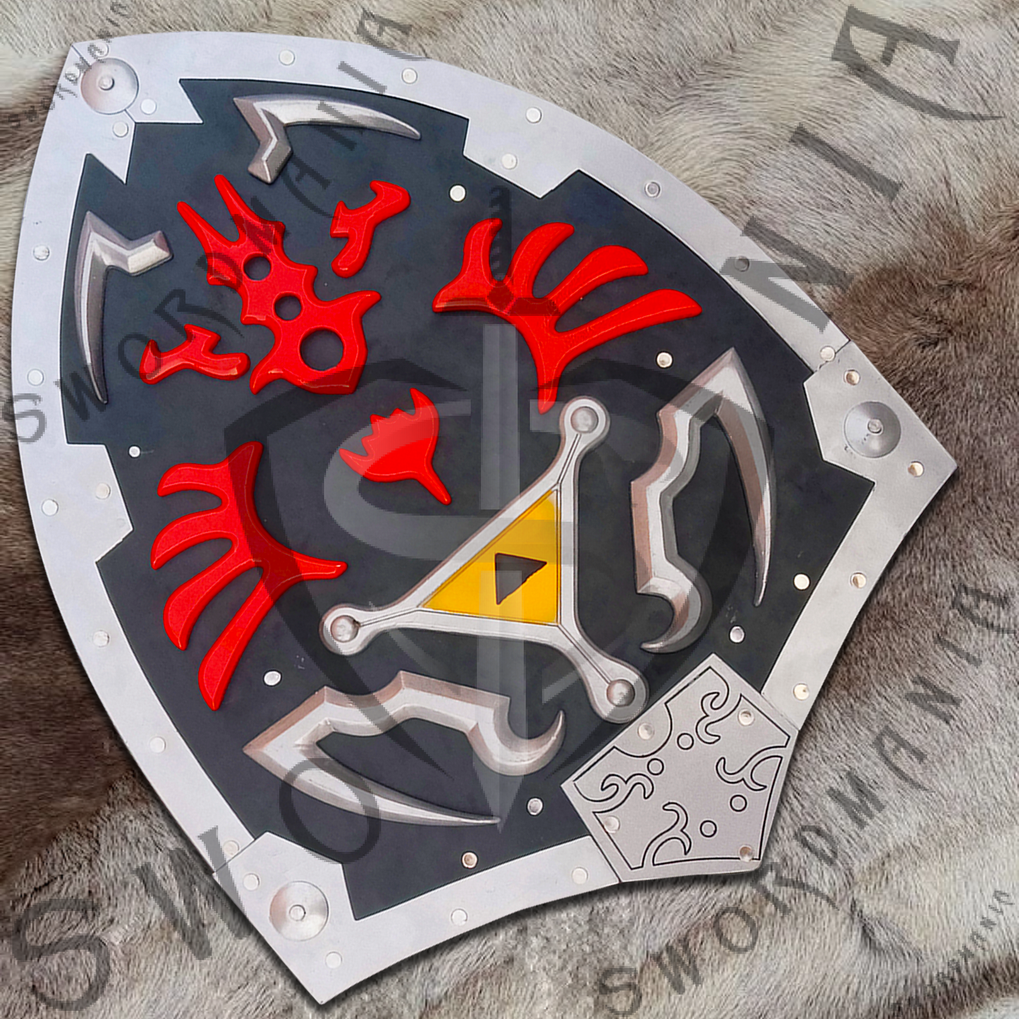 Legend of Zelda Black Hylian Shield with Wall Plaque