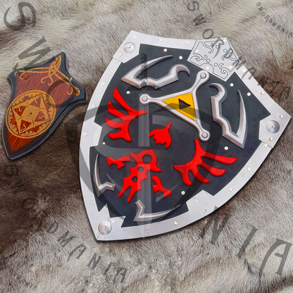 Legend of Zelda Black Hylian Shield with Wall Plaque