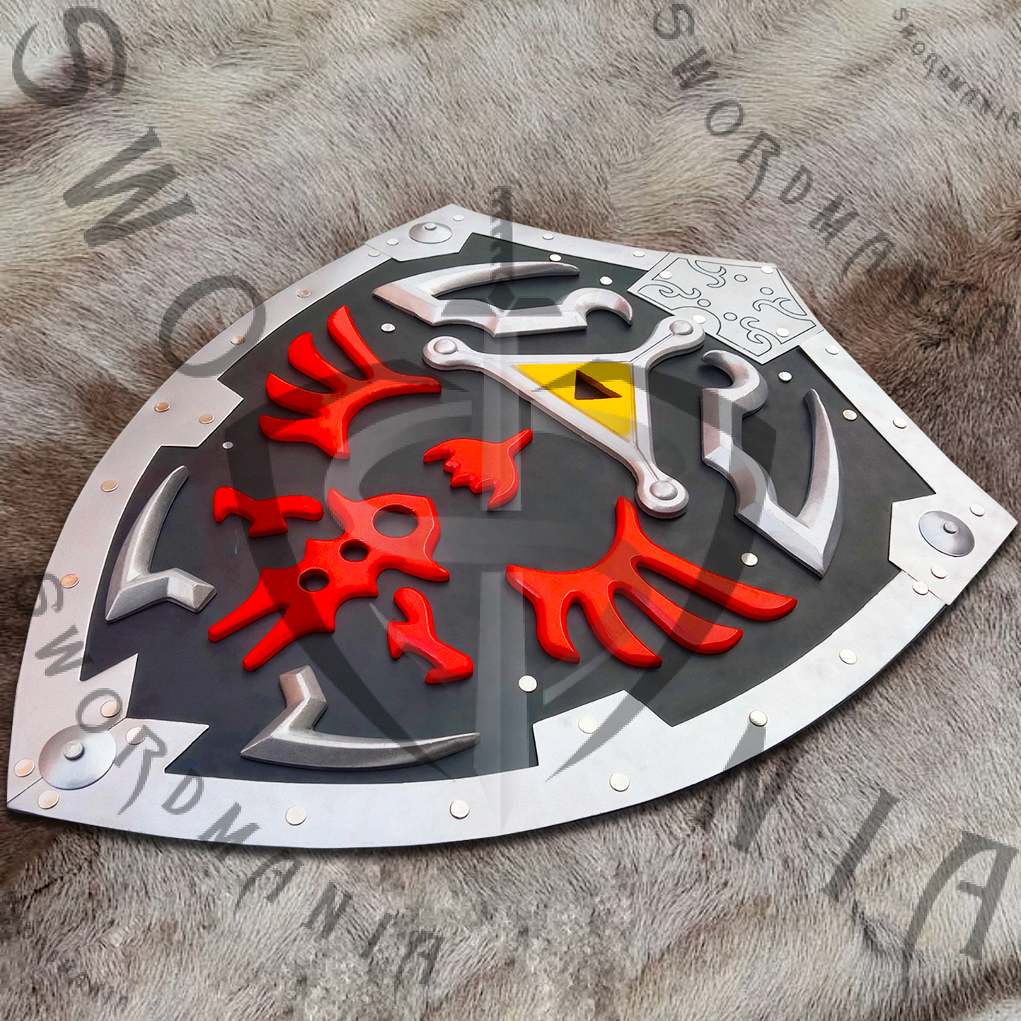 Legend of Zelda Black Hylian Shield with Wall Plaque