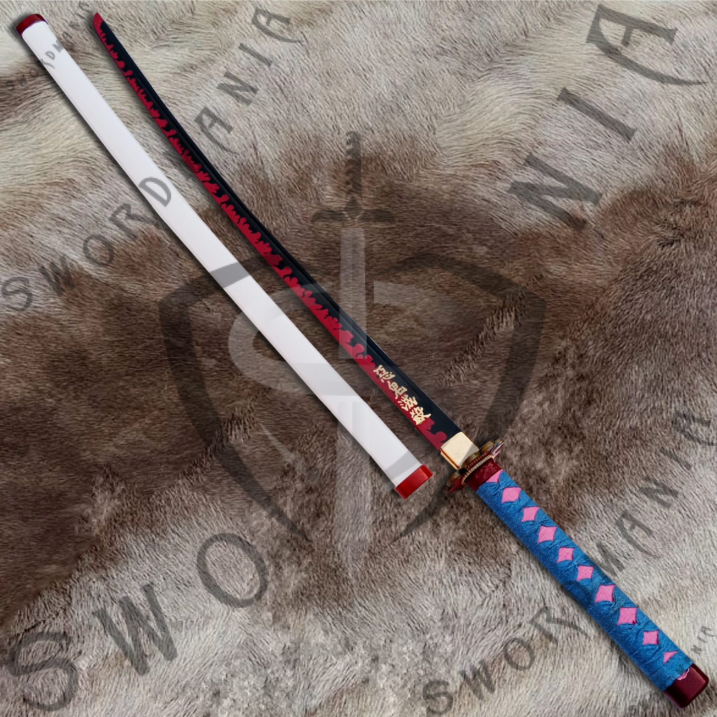 Demon Slayer Mitsuri Kanroji Nichirin Sword with Plaque and Scabbard