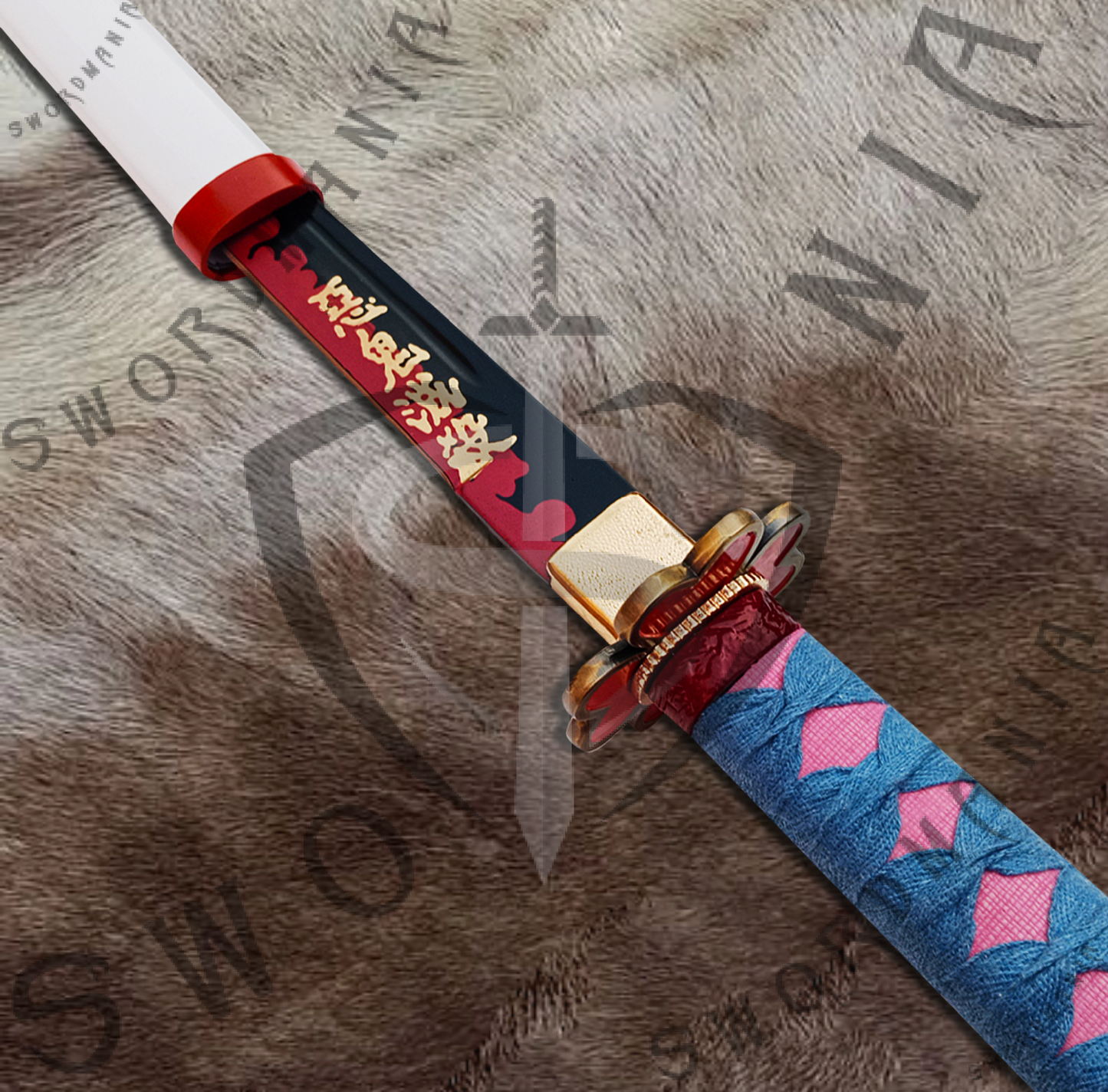 Demon Slayer Mitsuri Kanroji Nichirin Sword with Plaque and Scabbard